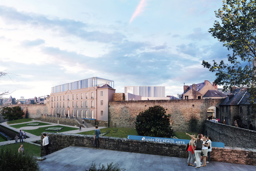 Perspective sur remparts - Vannes Musee des Beaux Arts Plan de Masse Frenak Jullien architectes